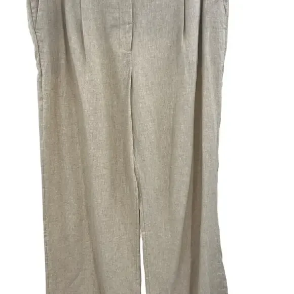 Abercrombie & Fitch Sloane Trouser Pants Linen Blend Khaki Tan Beige Size 34 18R - Picture 5 of 14